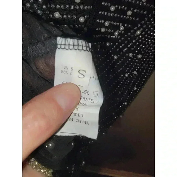 Holiday / Formal Black Dress with Pearl and Rhinestone - Size S - Picture 3 of 5